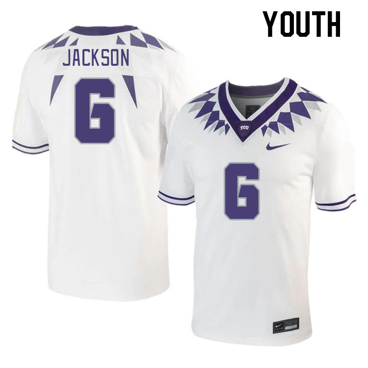 Youth #6 Chase Jackson TCU Horned Frogs 2023 College Footbal Jerseys Stitched-White
